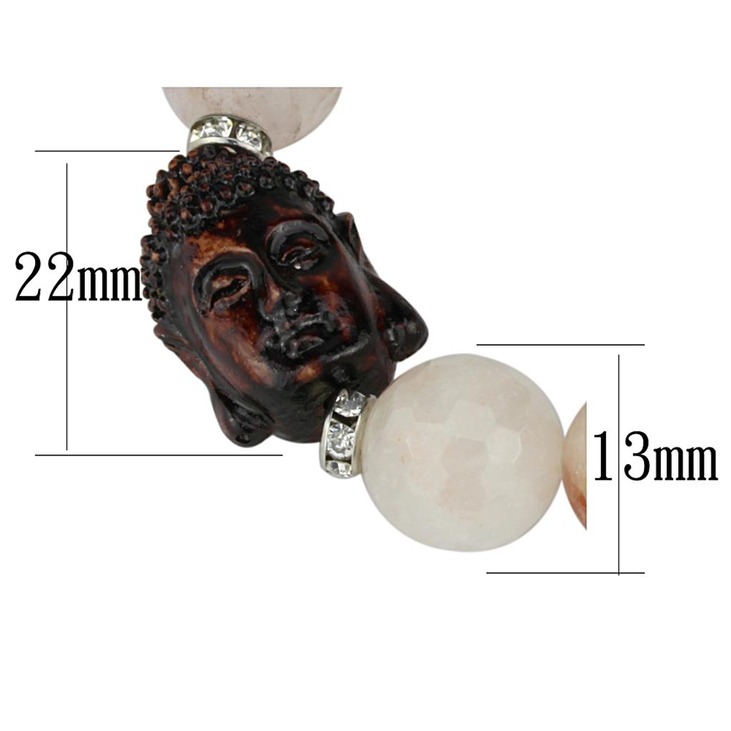 MALO3779 - Rhodium Brass Bracelet with Synthetic Onyx in Light Rose