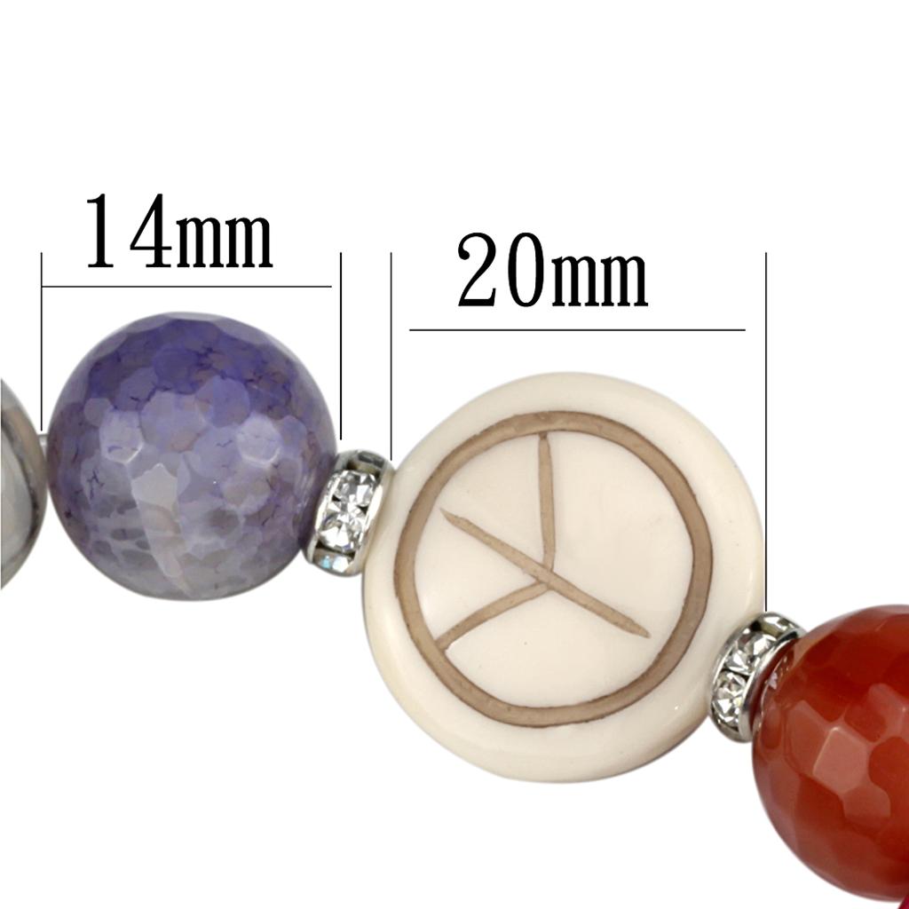 MALO3790 - Antique Silver Brass Bracelet with Synthetic Onyx in Multi Color