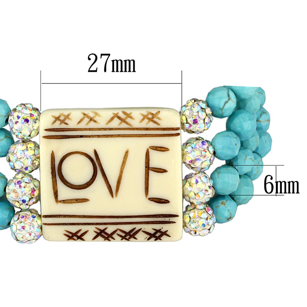 MALO3799 - No Plating Brass Bracelet with Synthetic Glass Bead in Sea Blue