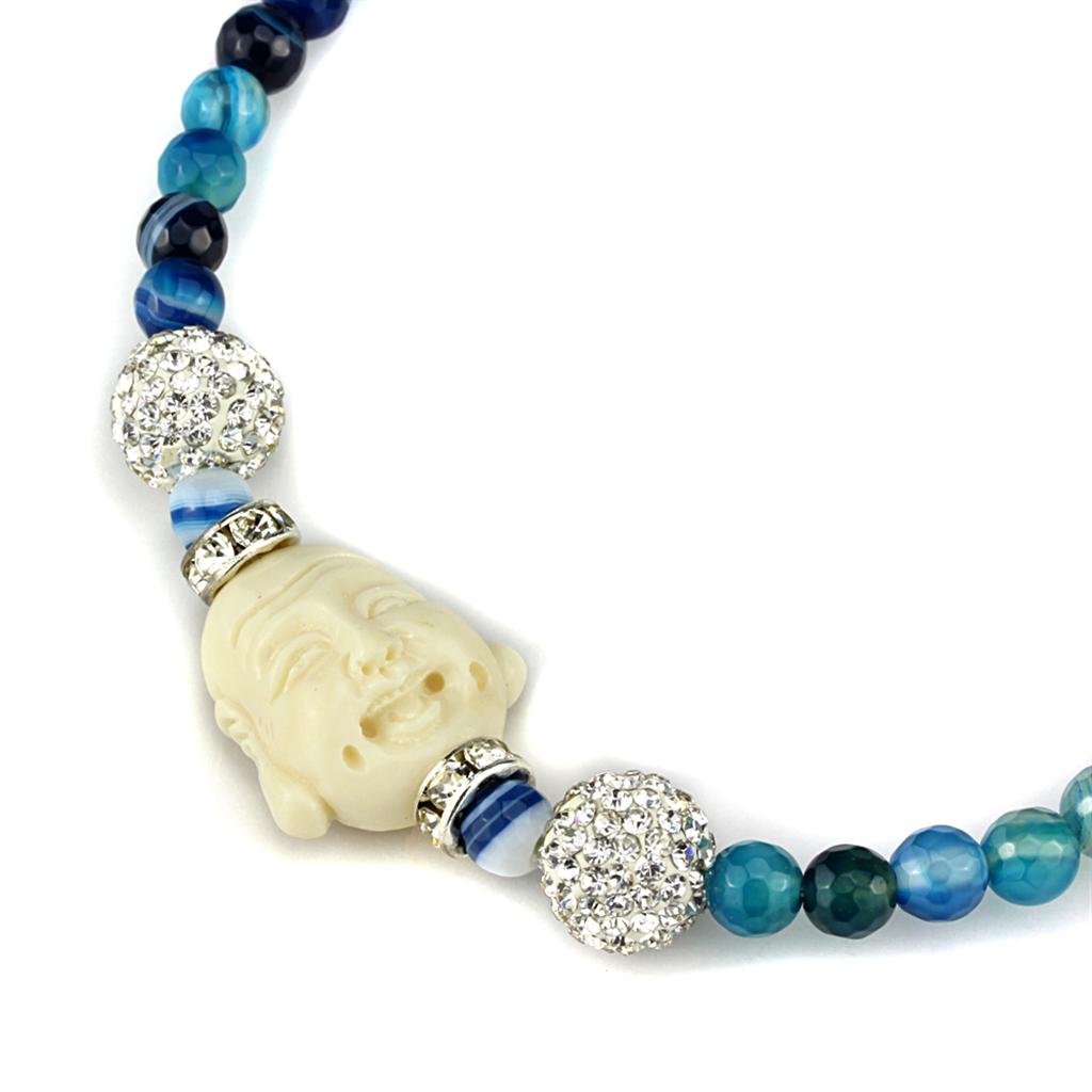 MALO3813 Antique Silver Brass Necklace with Synthetic in Multi Color