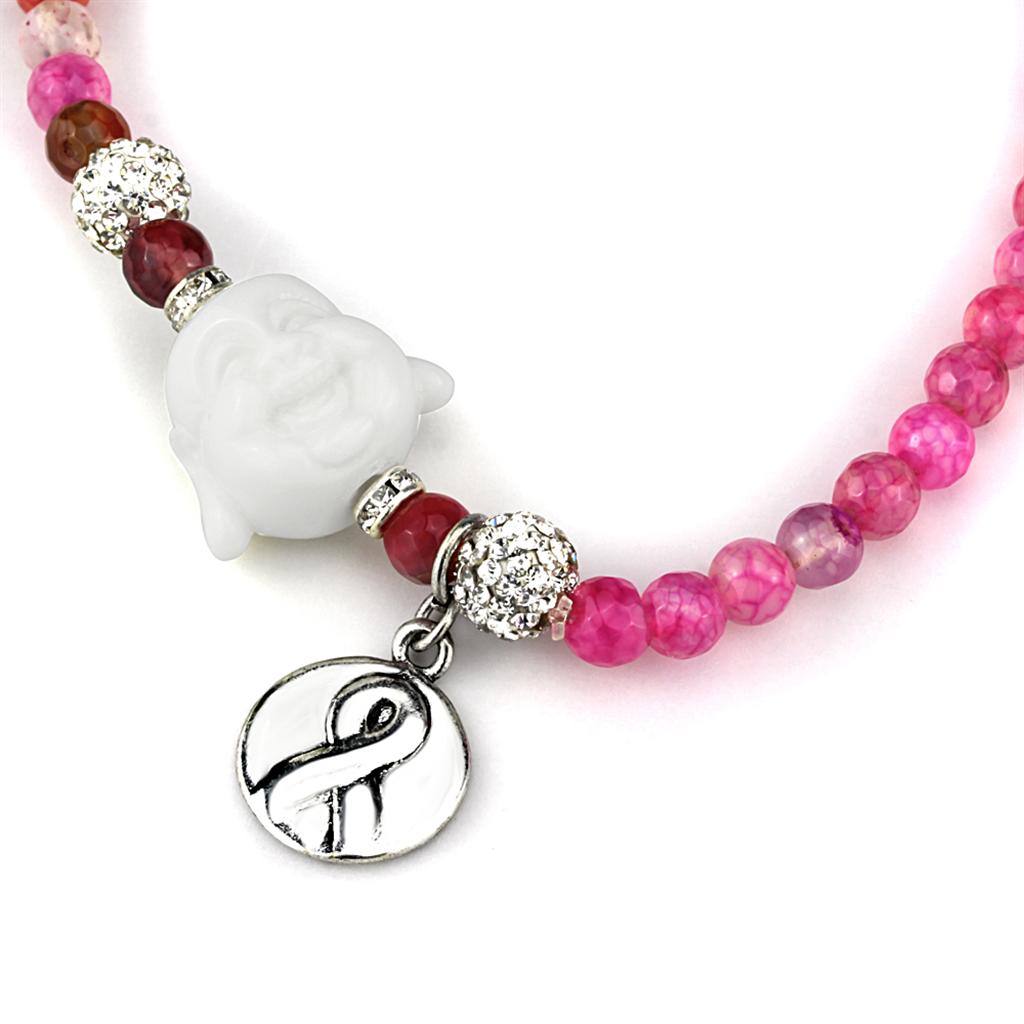 MALO3822 - Antique Silver White Metal Necklace with Synthetic Glass Bead in Multi Color