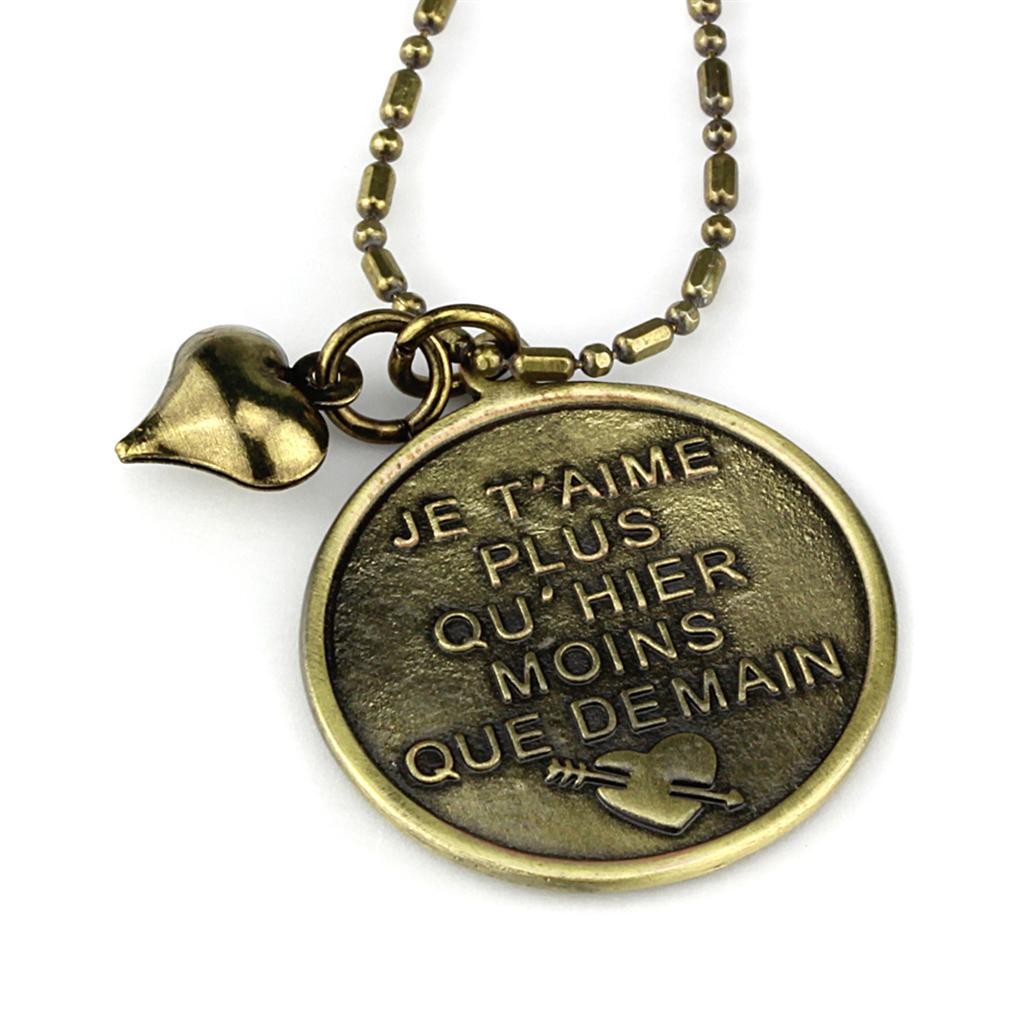 MALO3824 - Antique Copper White Metal Chain Pendant with No Stone