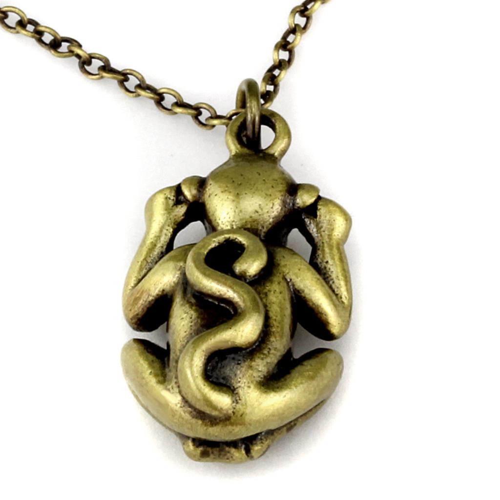 MALO3832 - Antique Copper Brass Chain Pendant with Top Grade Crystal in Citrine Yellow