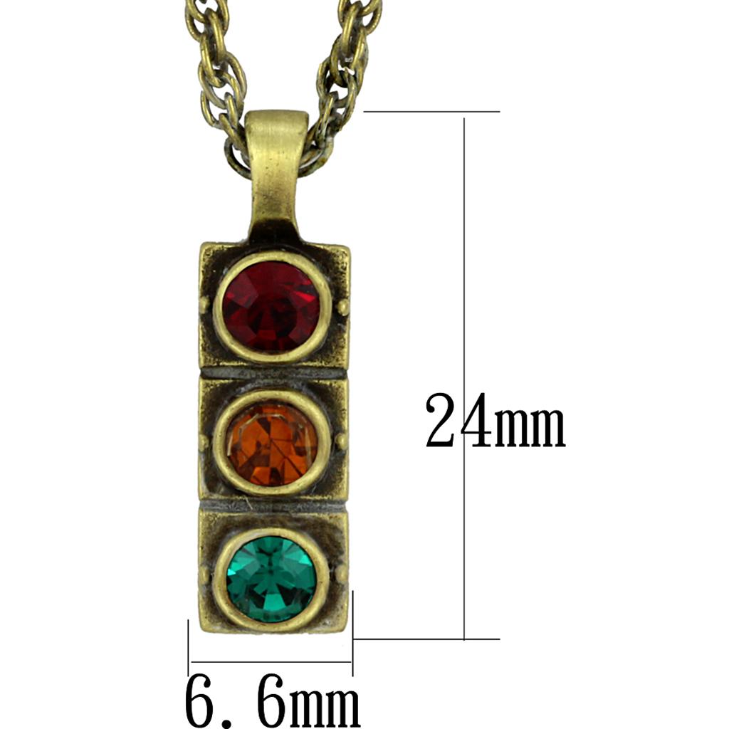 MALO3836 - Antique Copper Brass Chain Pendant with Top Grade Crystal in Multi Color