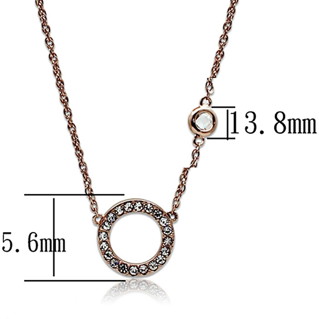 MALO3846 - Rose Gold Brass Necklace with AAA Grade CZ in Clear
