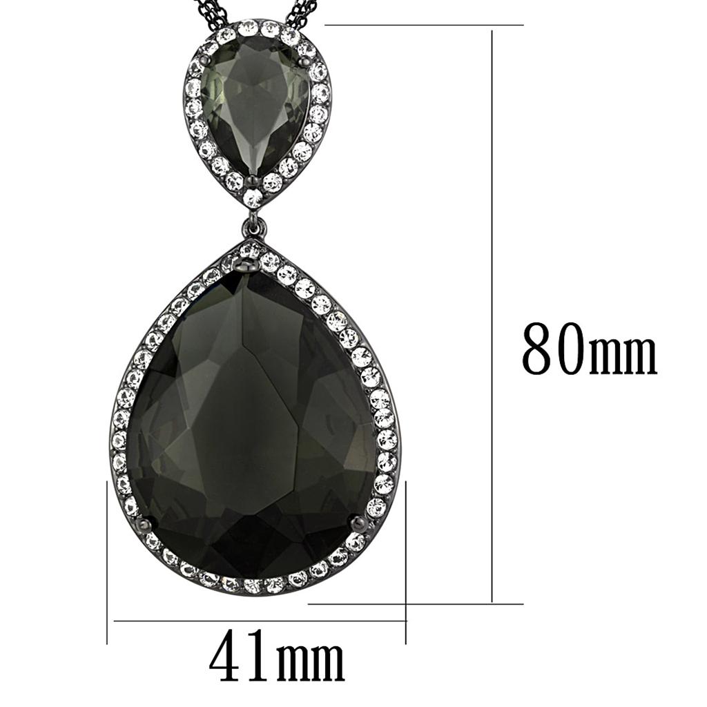 MALO3847 - TIN Cobalt Black Brass Chain Pendant with Synthetic Synthetic Glass in Black Diamond