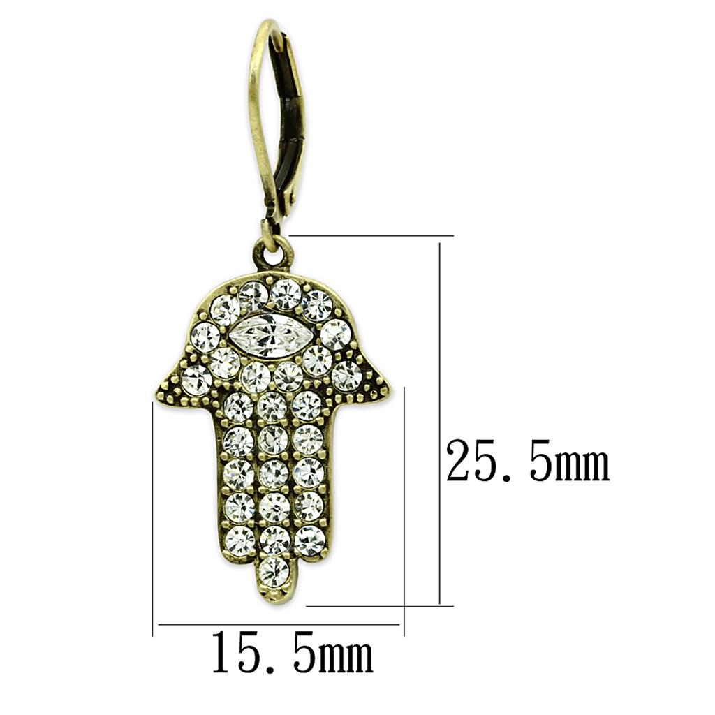 MALO3853 - Antique Copper Brass Earrings with Top Grade Crystal in Clear