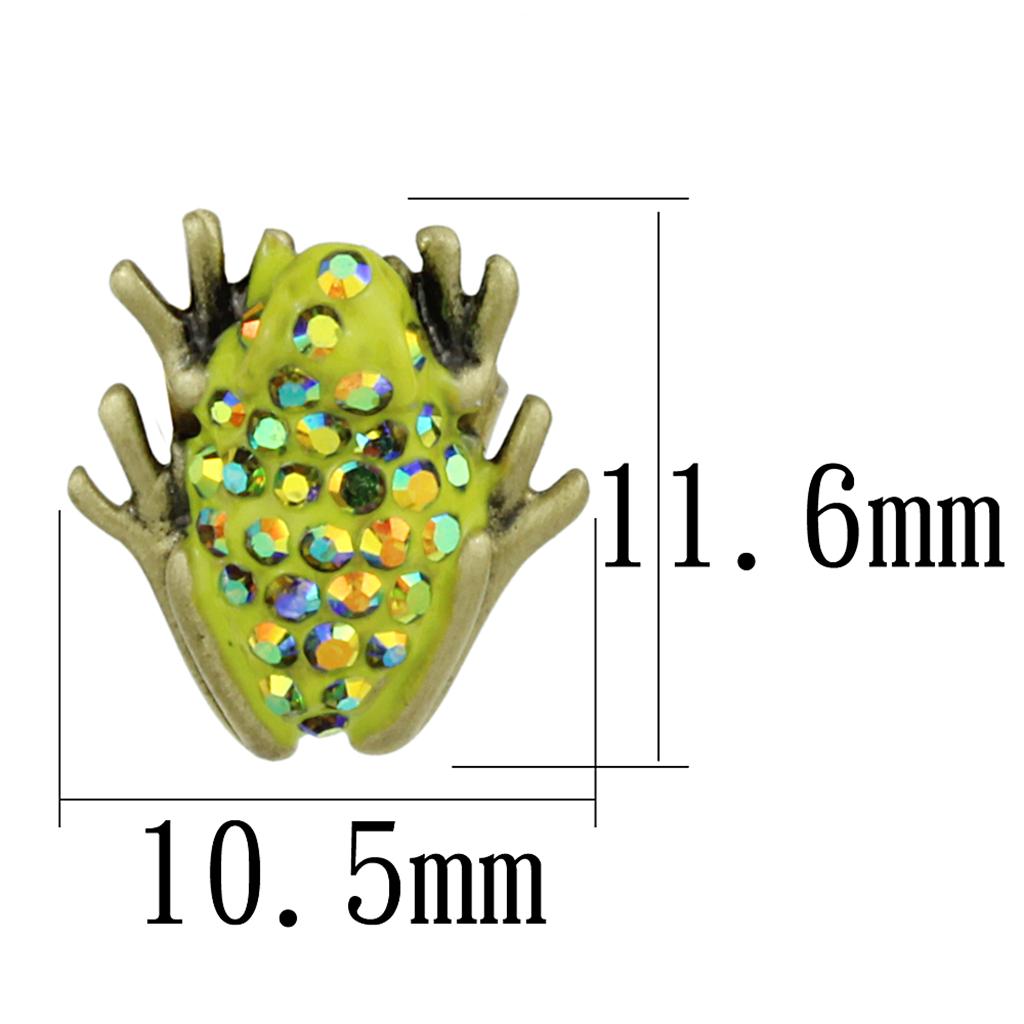 MALO3854 - Antique Copper Brass Earrings with Top Grade Crystal in Peridot