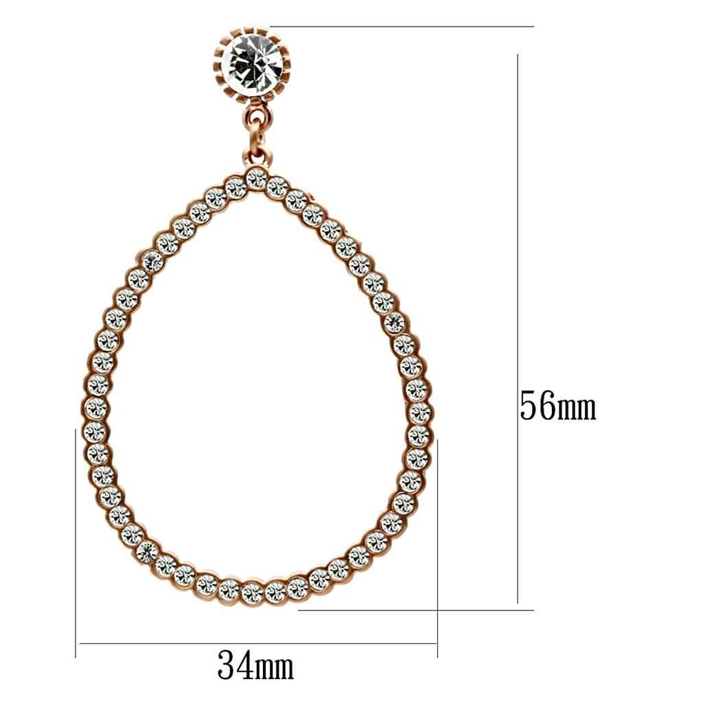 MALO3855 - Rose Gold Brass Earrings with Top Grade Crystal in Clear