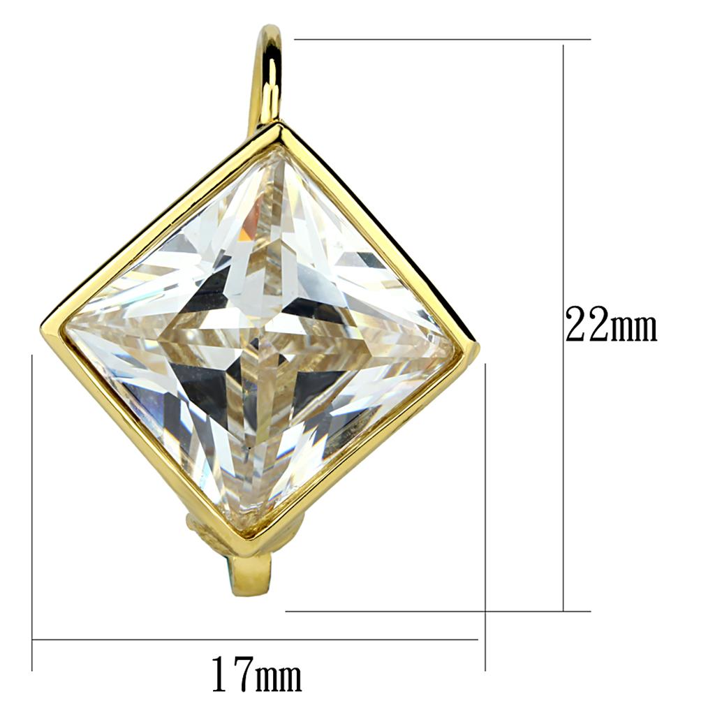 MALO3867 - Gold Brass Earrings with AAA Grade CZ in Clear