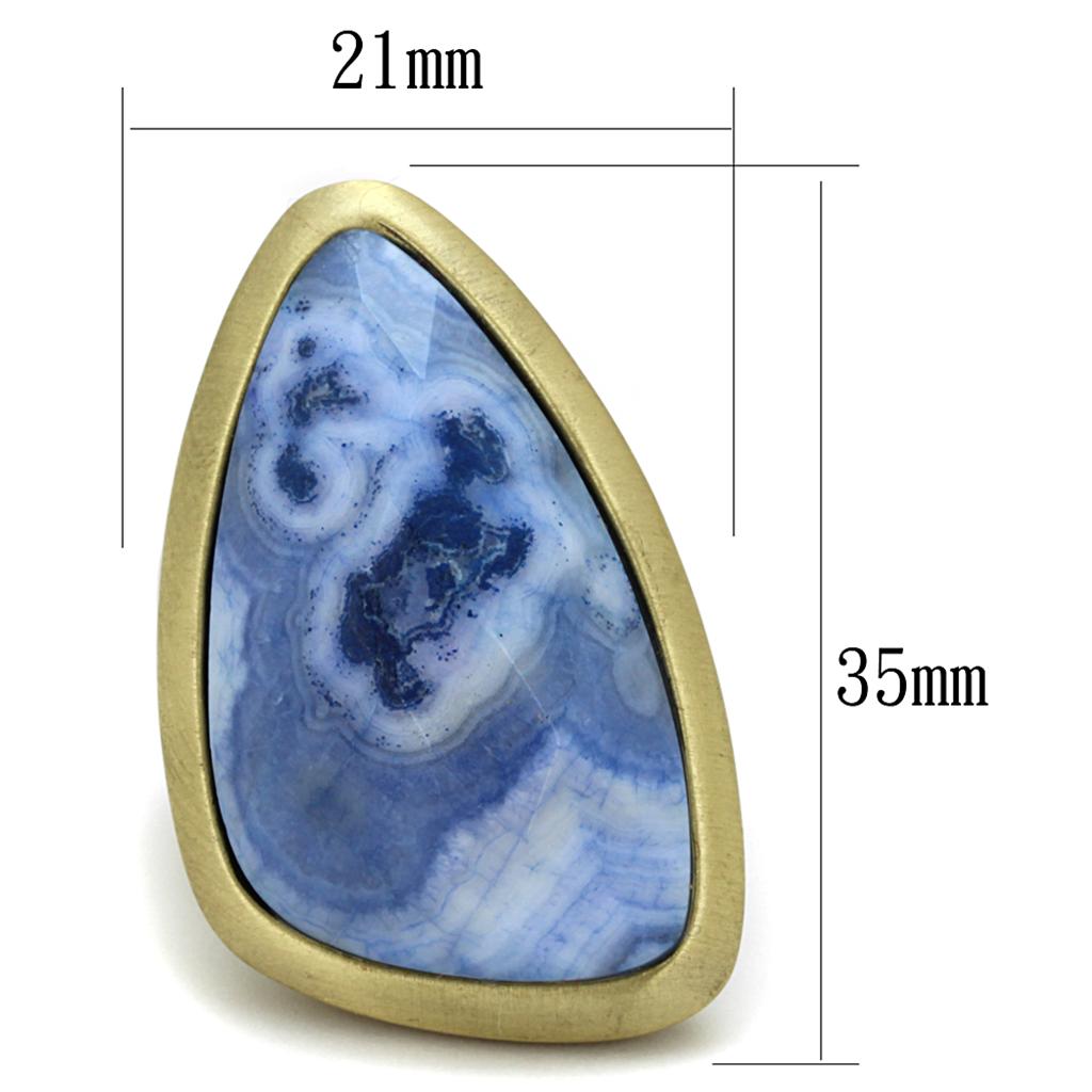 MALO3881 - Antique Copper Brass Ring with Synthetic Onyx in Capri Blue