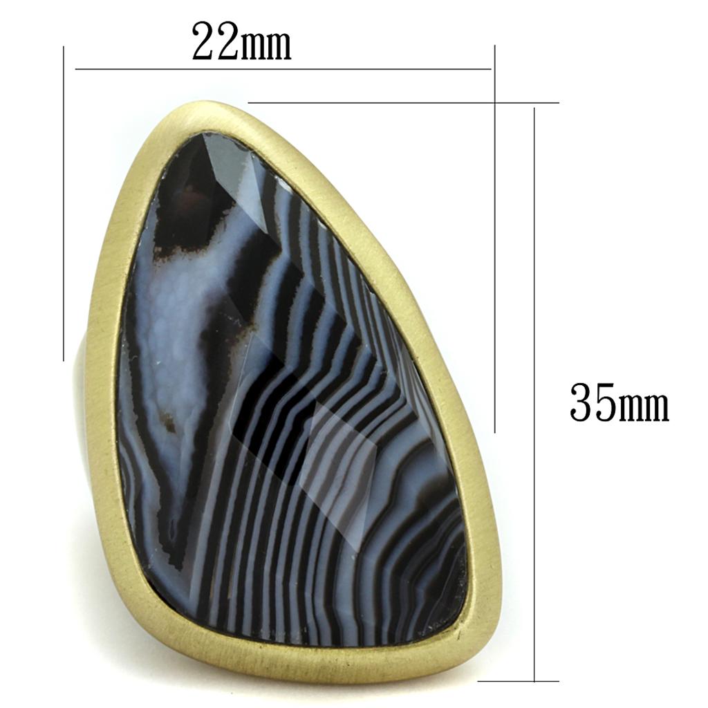 MALO3882 - Antique Copper Brass Ring with Synthetic Onyx in Jet