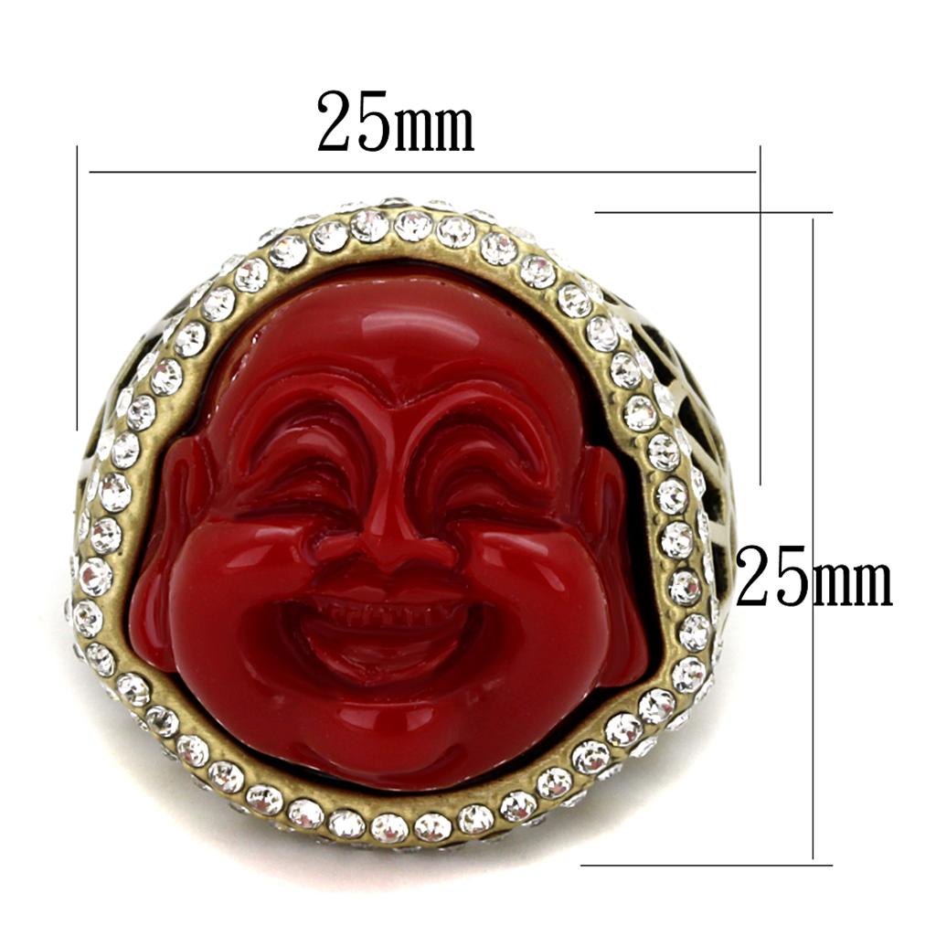 MALO3883 - Antique Copper Brass Ring with Synthetic Synthetic Stone in Siam