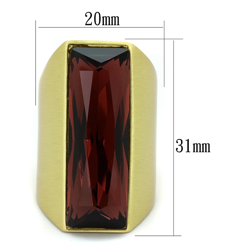 MALO3899 - Gold & Brush Brass Ring with Top Grade Crystal in Siam