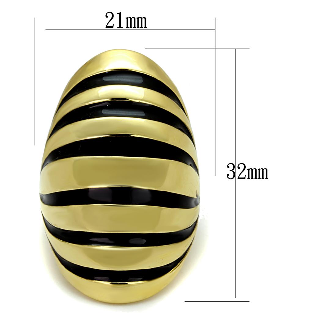 MALO3904 - Gold Brass Ring with Epoxy in Jet