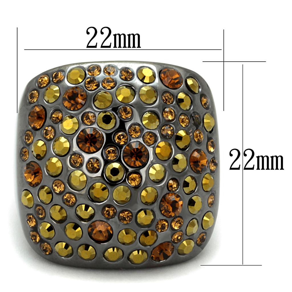 MALO3909 - TIN Cobalt Black Brass Ring with Top Grade Crystal in Multi Color