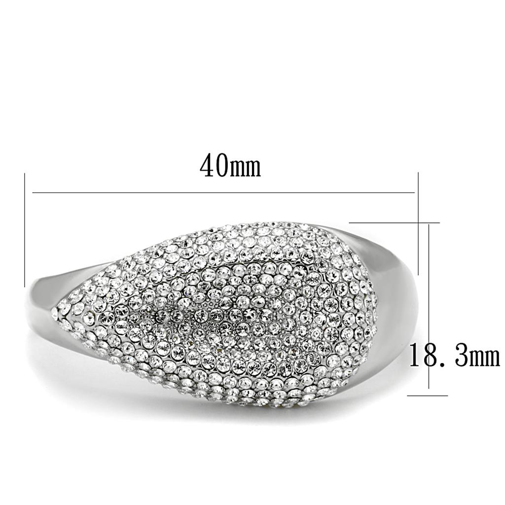 MALO3913 - Rhodium Brass Ring with Top Grade Crystal in Clear
