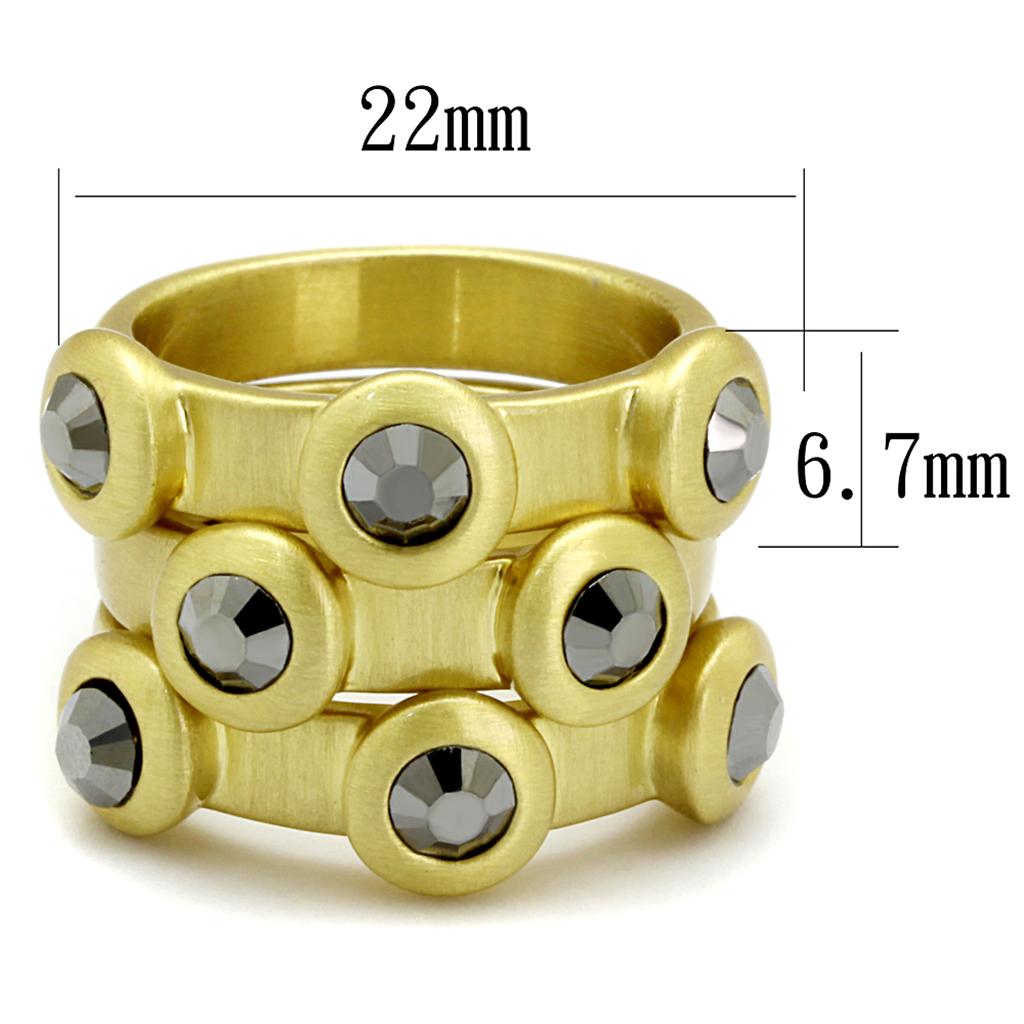 MALO3917 - Gold & Brush Brass Ring with Top Grade Crystal in Hematite