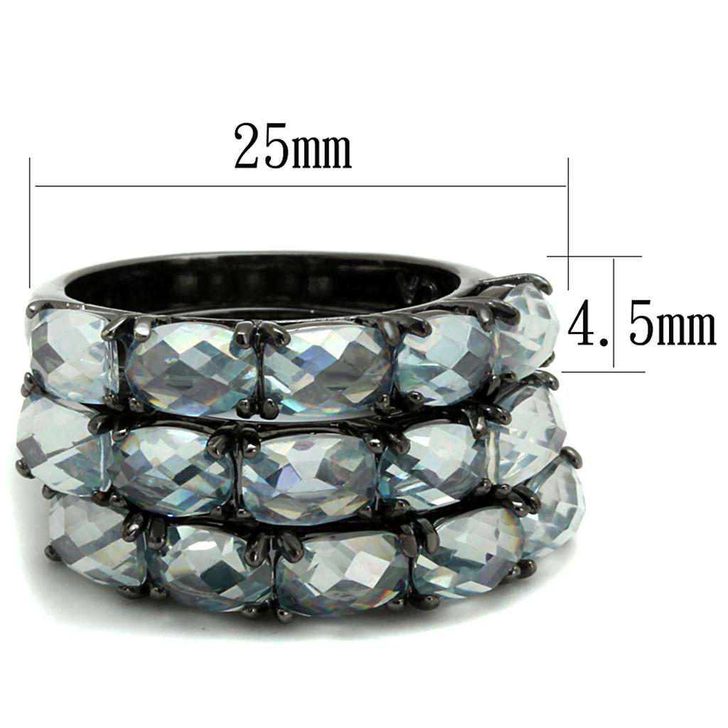 MALO3929 - TIN Cobalt Black Brass Ring with Top Grade Crystal in Black Diamond
