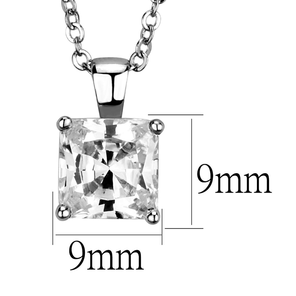 MALO3931 - Rhodium Brass Chain Pendant with AAA Grade CZ in Clear