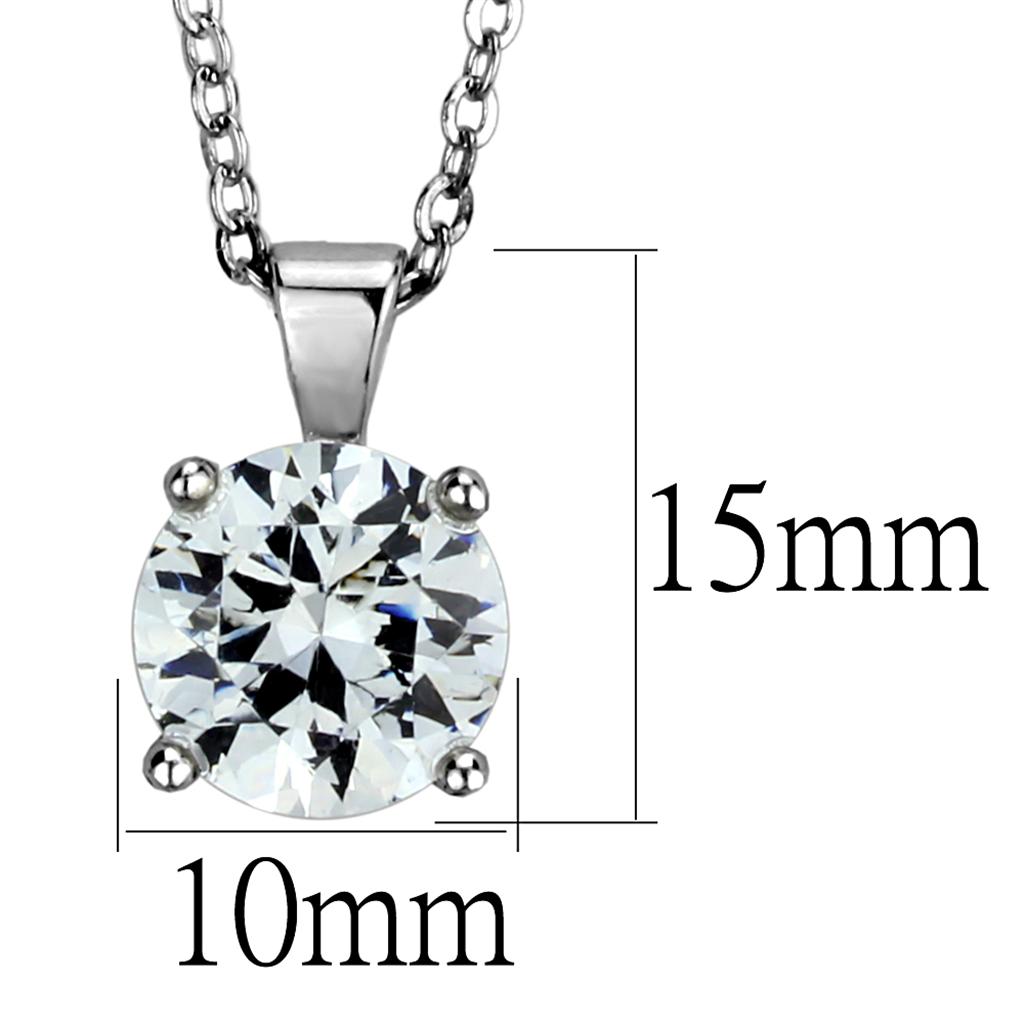 MALO3932 - Rhodium Brass Chain Pendant with AAA Grade CZ in Clear