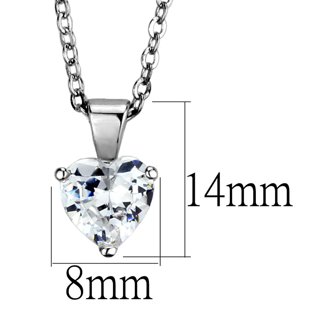MALO3935 - Rhodium Brass Chain Pendant with AAA Grade CZ in Clear