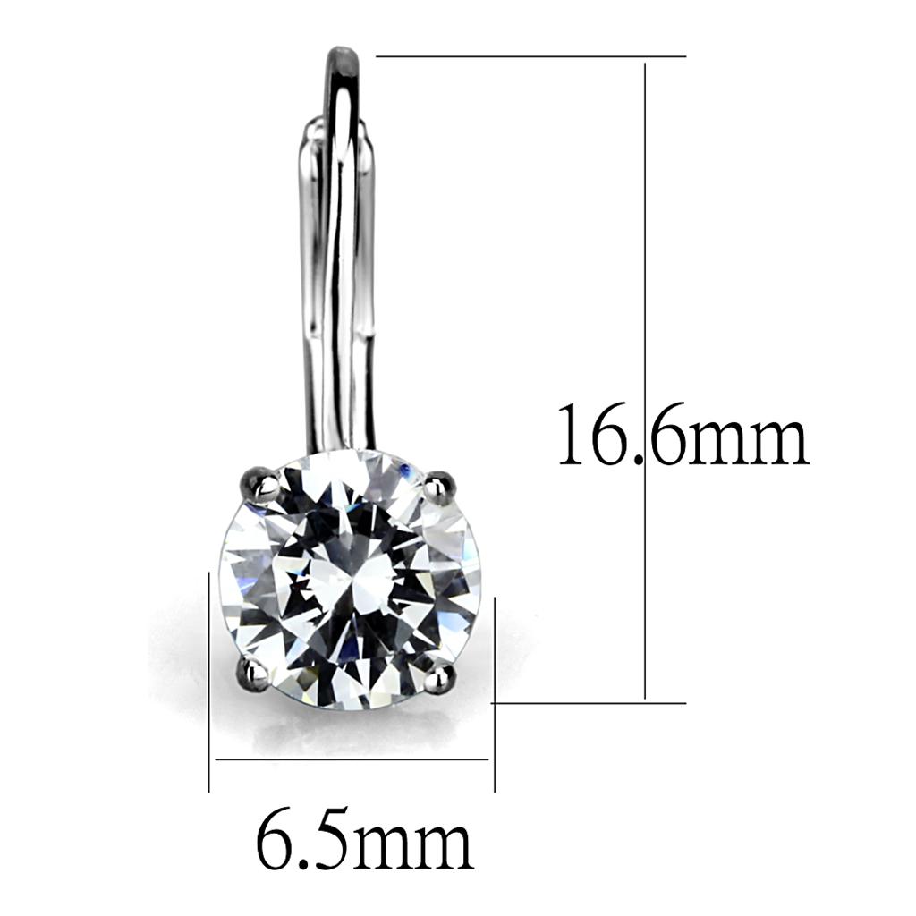 MALO3947 - Rhodium Brass Earrings with AAA Grade CZ in Clear