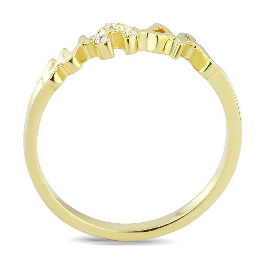 MALO3966 - Flash Gold Brass Ring with Top Grade Crystal in Clear