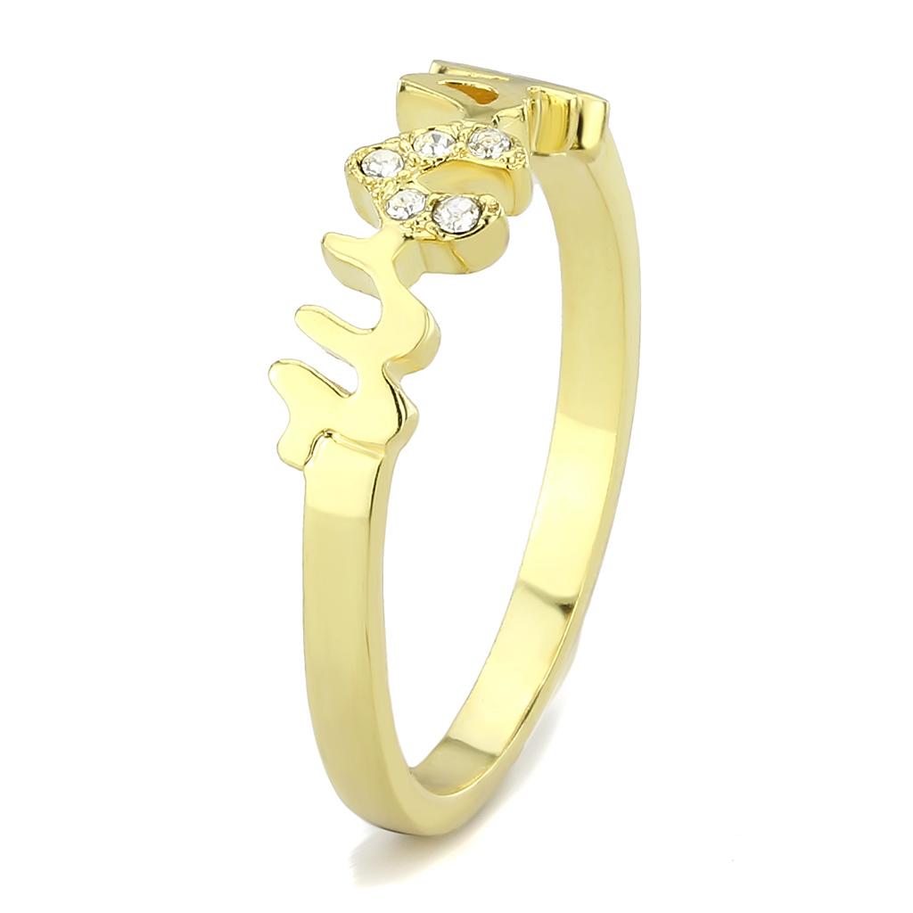 MALO3966 - Flash Gold Brass Ring with Top Grade Crystal in Clear