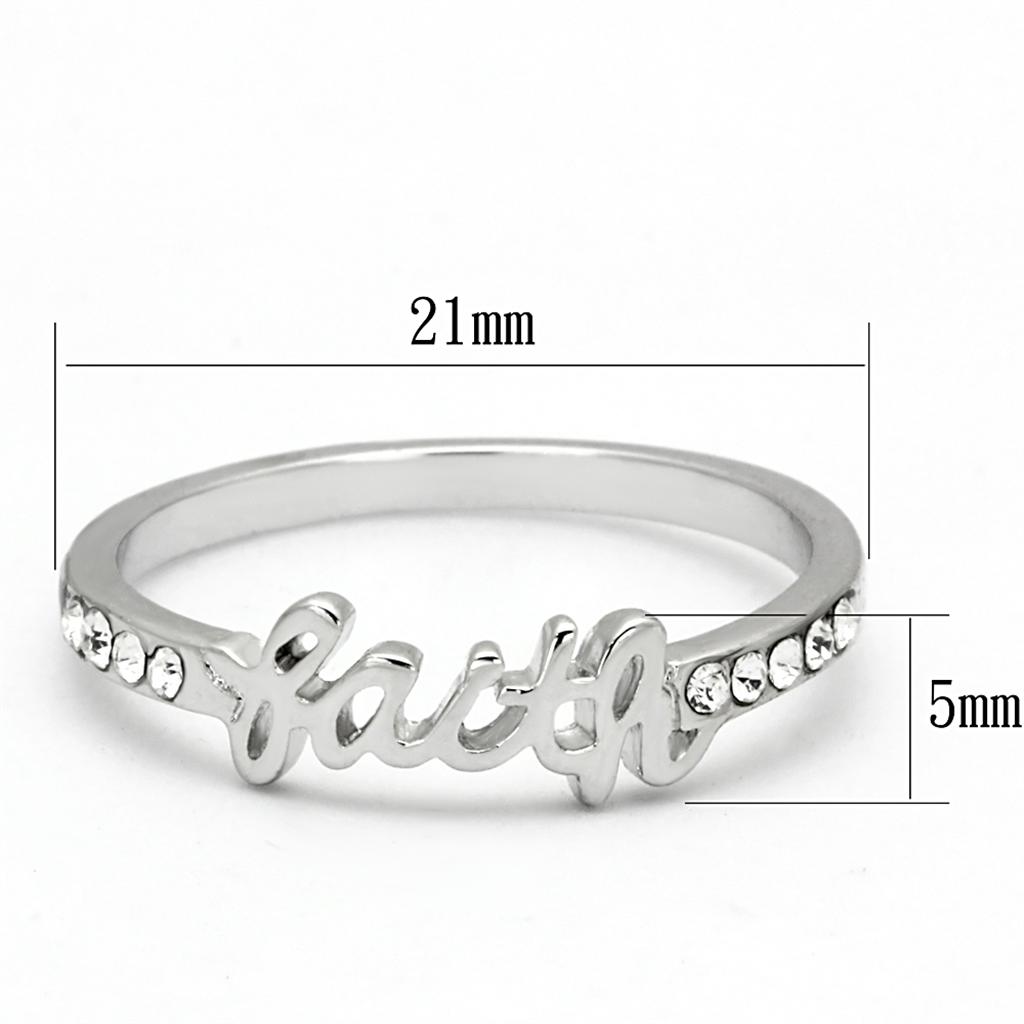 MALO3968 - Rhodium Brass Ring with Top Grade Crystal in Clear