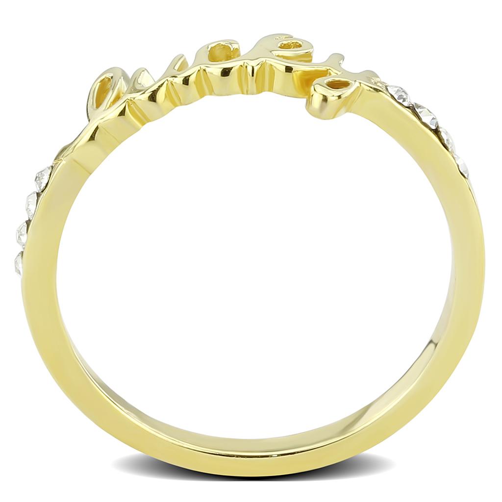 MALO3971 - Flash Gold Brass Ring with Top Grade Crystal in Clear