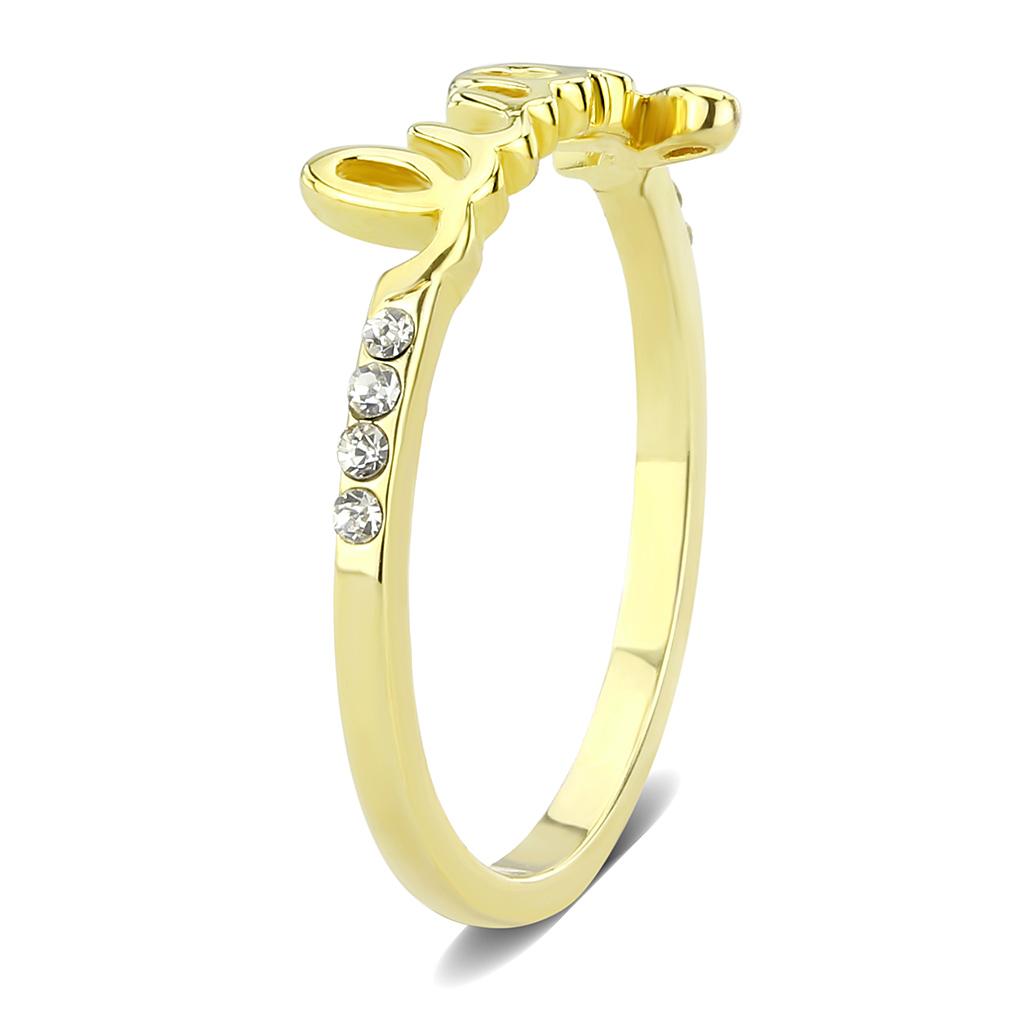 MALO3971 - Flash Gold Brass Ring with Top Grade Crystal in Clear