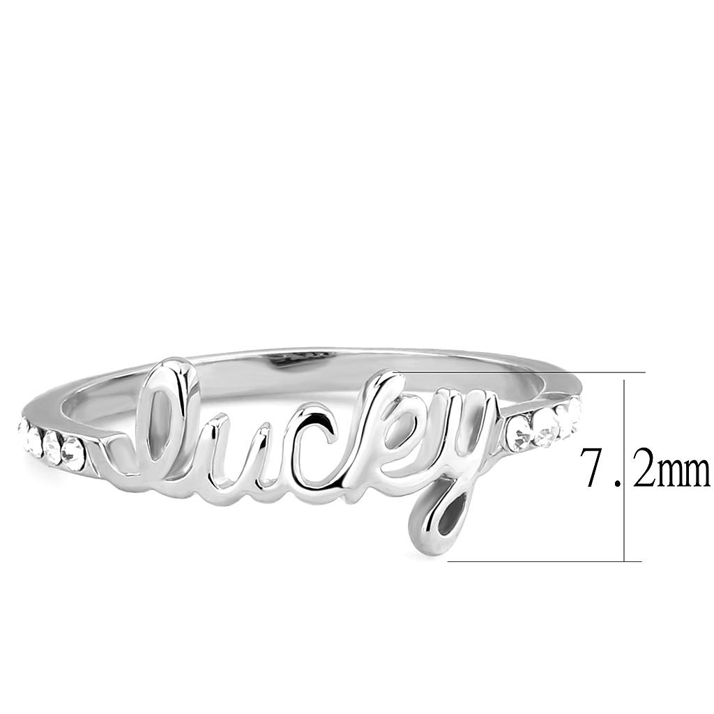 MALO3972 - Rhodium Brass Ring with Top Grade Crystal in Clear