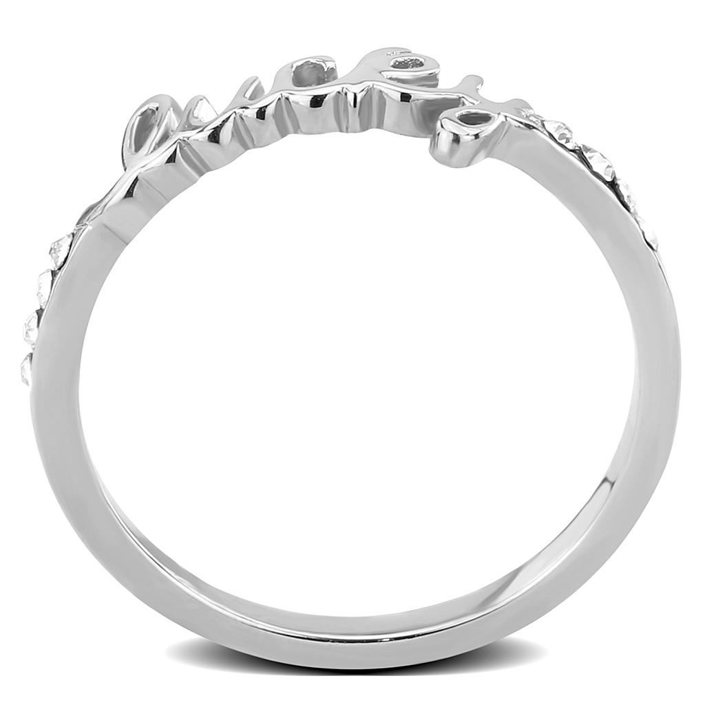 MALO3972 - Rhodium Brass Ring with Top Grade Crystal in Clear