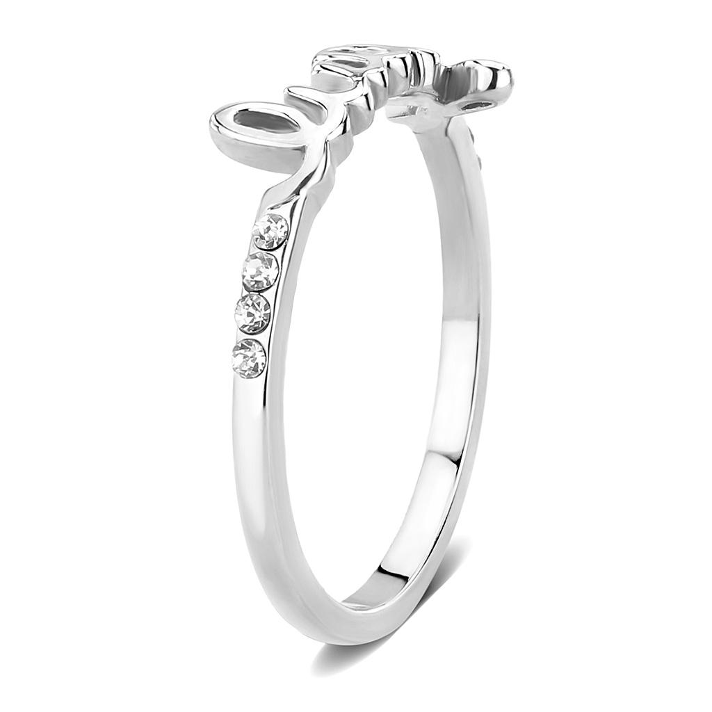 MALO3972 - Rhodium Brass Ring with Top Grade Crystal in Clear
