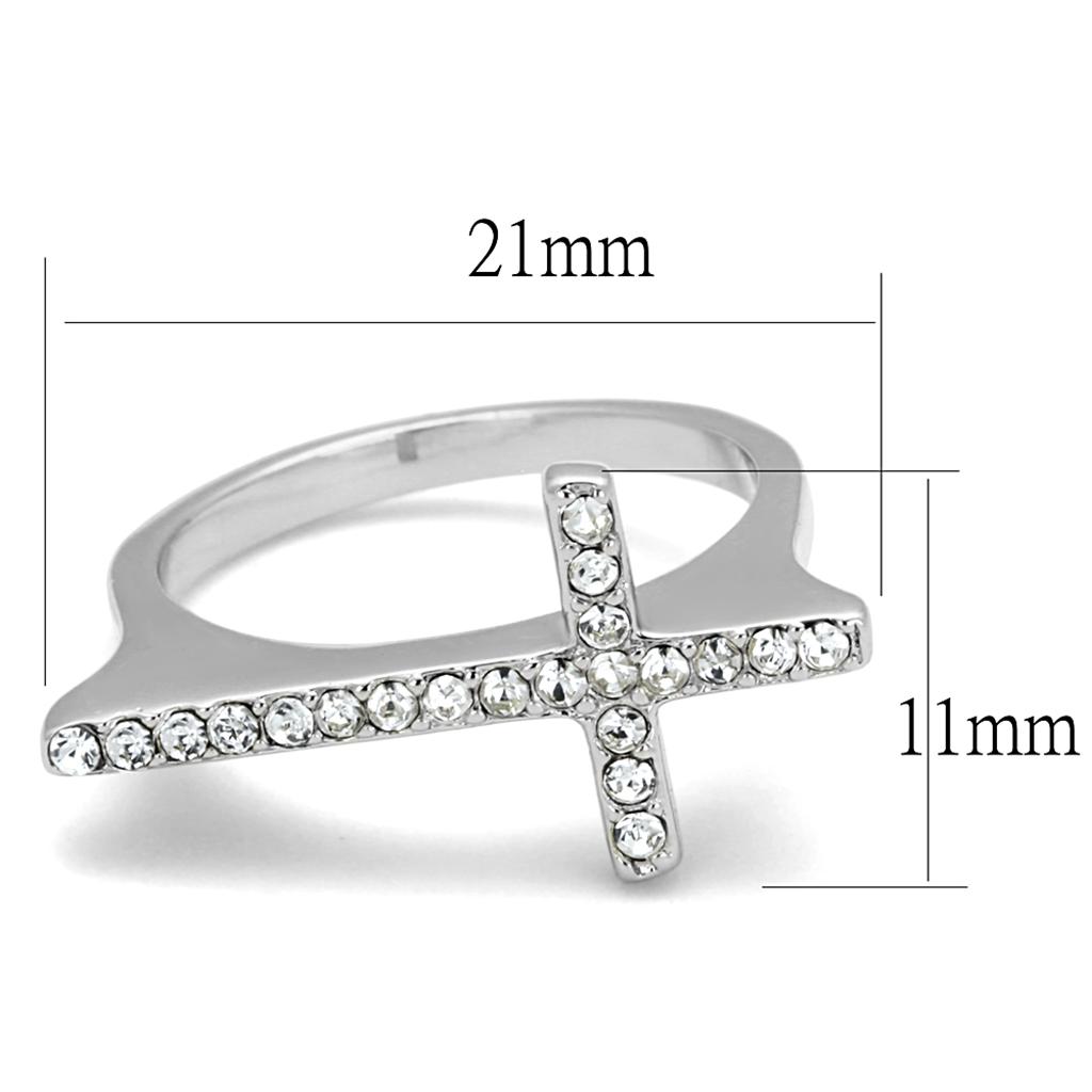 MALO3976 - Rhodium Brass Ring with Top Grade Crystal in Clear