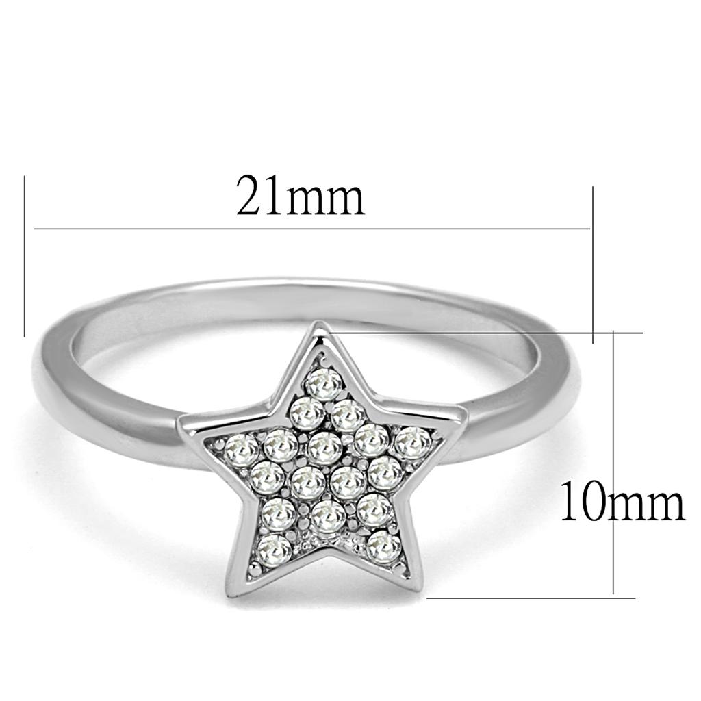 MALO3980 - Rhodium Brass Ring with Top Grade Crystal in Clear