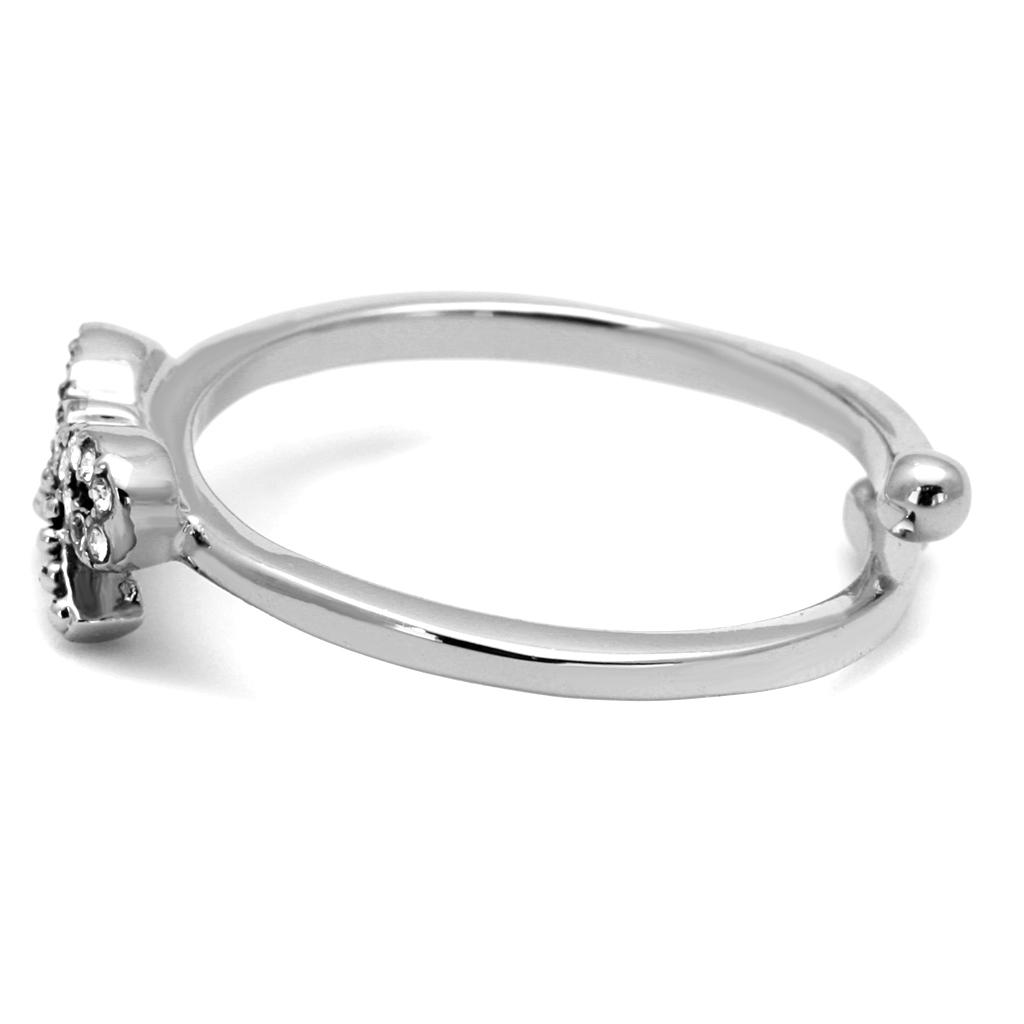 MALO4041 - Rhodium Brass Ring with Top Grade Crystal in Clear