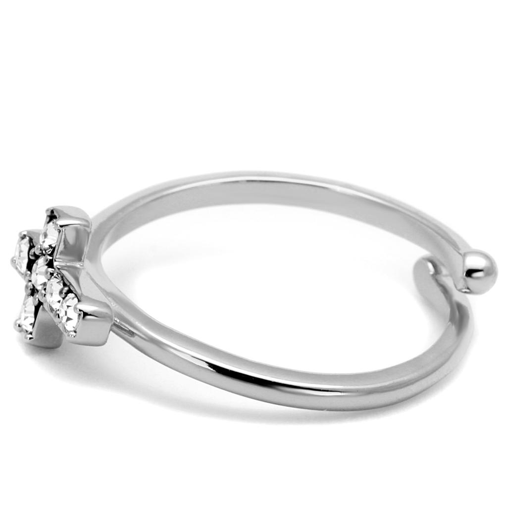 MALO4043 - Rhodium Brass Ring with Top Grade Crystal in Clear