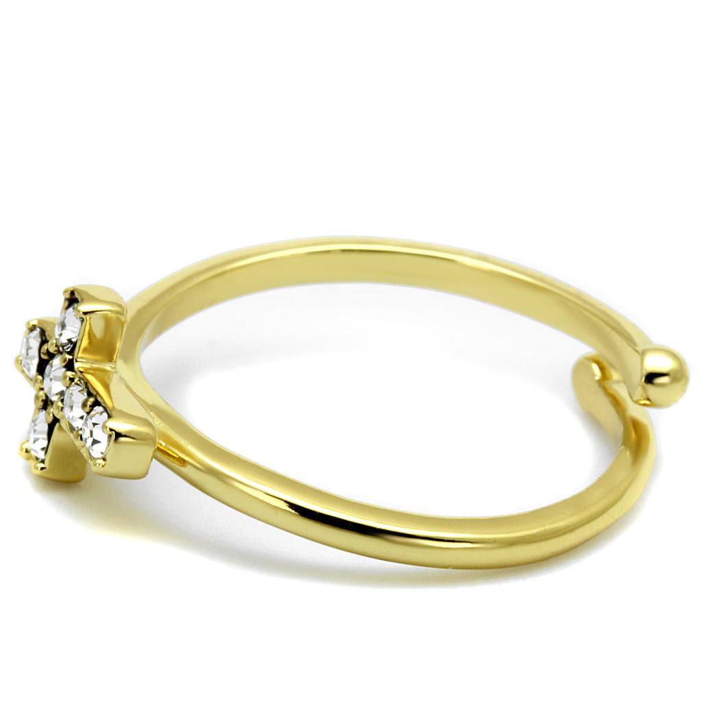 MALO4044 Flash Gold Brass Ring with Top Grade Crystal in Clear