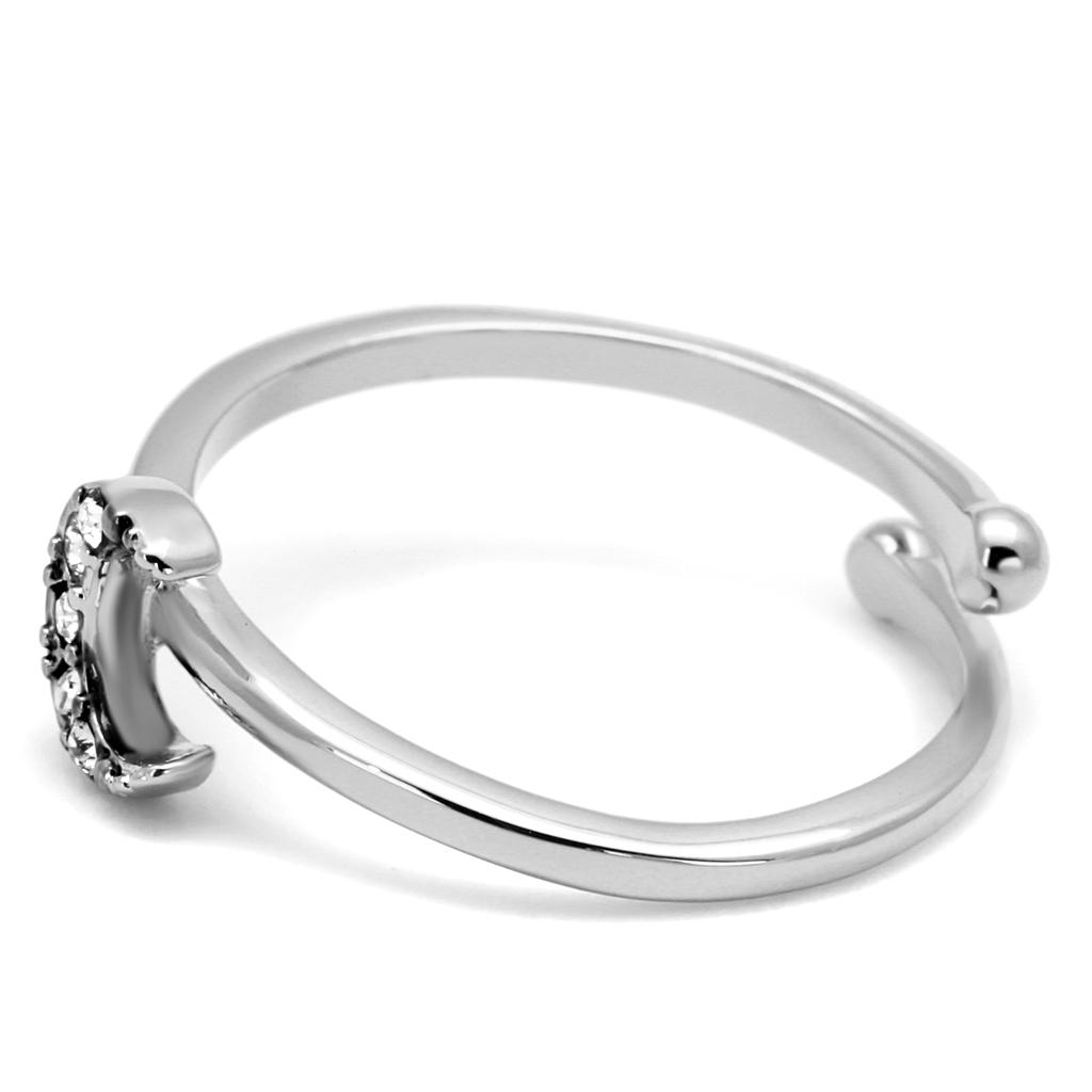 MALO4045 - Rhodium Brass Ring with Top Grade Crystal in Clear