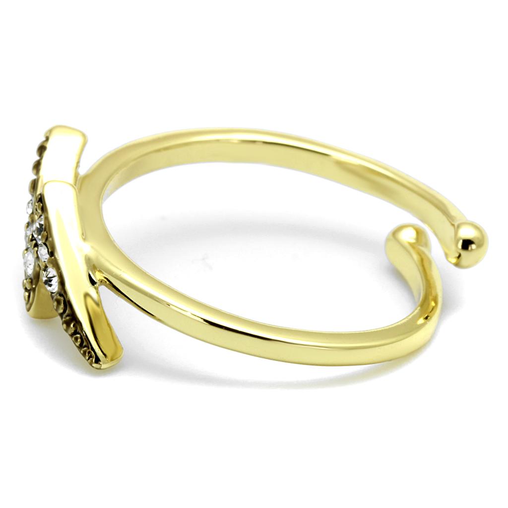 MALO4048 - Flash Gold Brass Ring with Top Grade Crystal in Clear