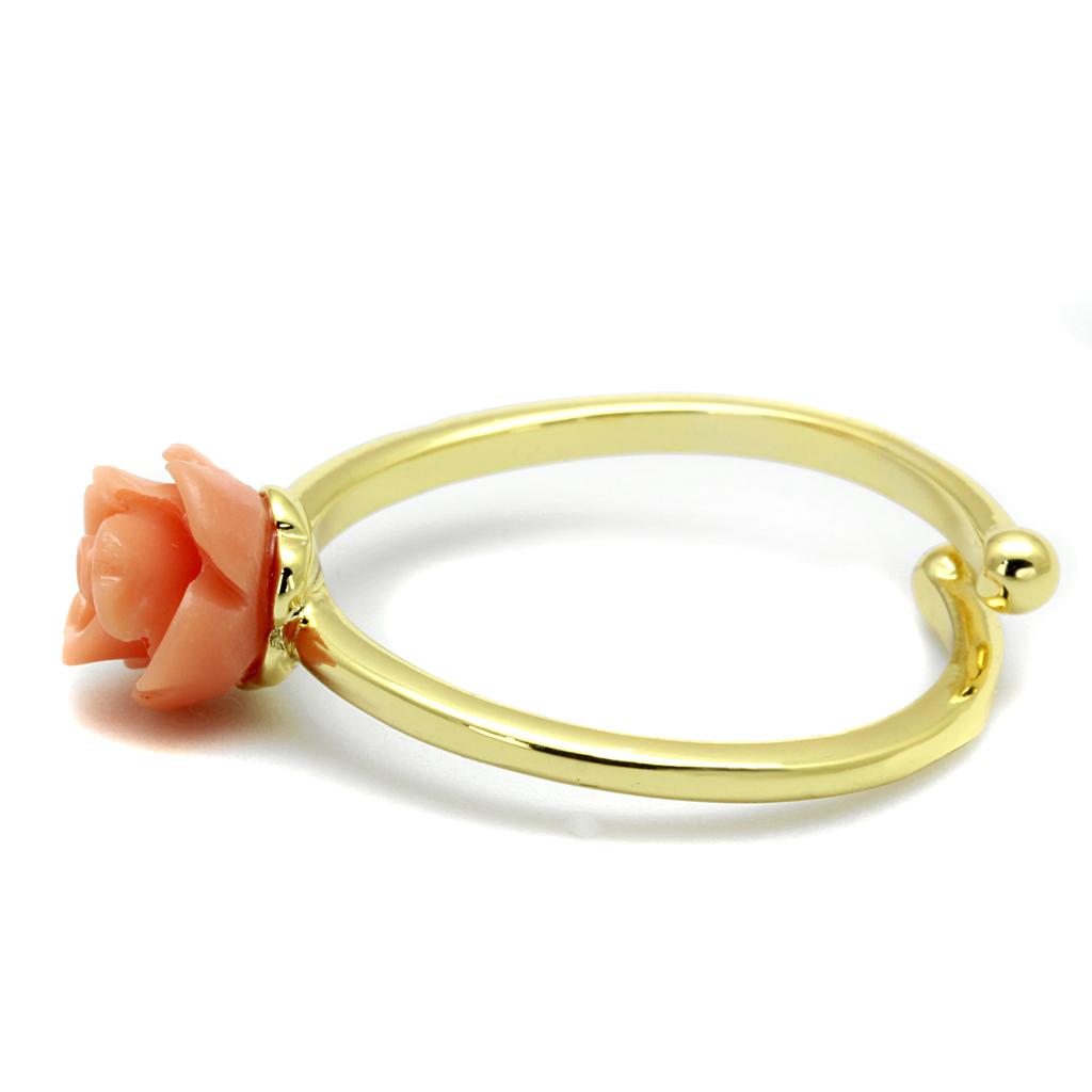 MALO4059 - Flash Gold Brass Ring with Synthetic Synthetic Stone in Light Peach
