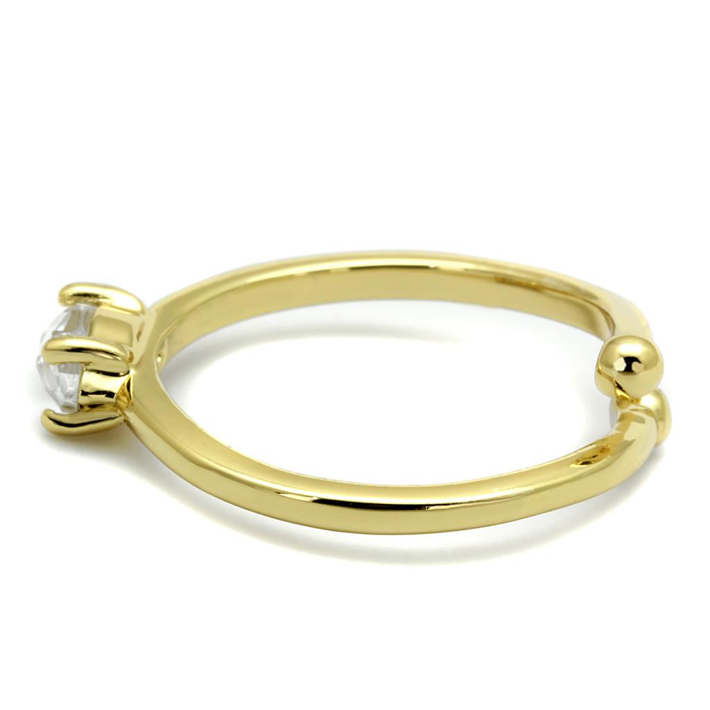 MALO4067 - Flash Gold Brass Ring with AAA Grade CZ in Clear