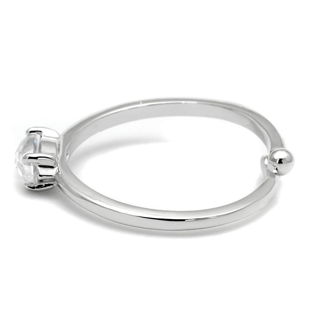 MALO4070 - Rhodium Brass Ring with AAA Grade CZ in Clear