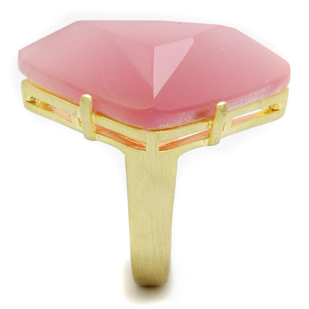 MALO4104 - Gold & Brush Brass Ring with Synthetic Cat Eye in Rose