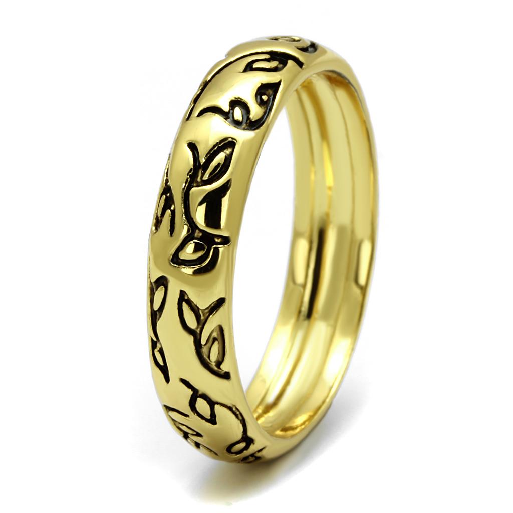 MALO4106 - Gold Brass Ring with Epoxy in Jet