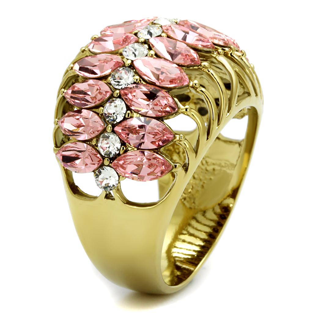 MALO4108 - IP Gold(Ion Plating) Brass Ring with Top Grade Crystal in Rose
