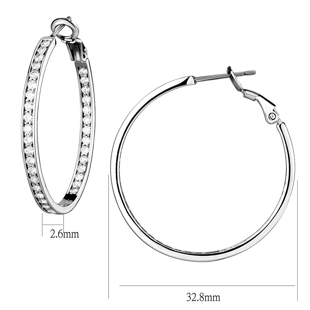 MALO4119 - Rhodium Brass Earrings with AAA Grade CZ in Clear