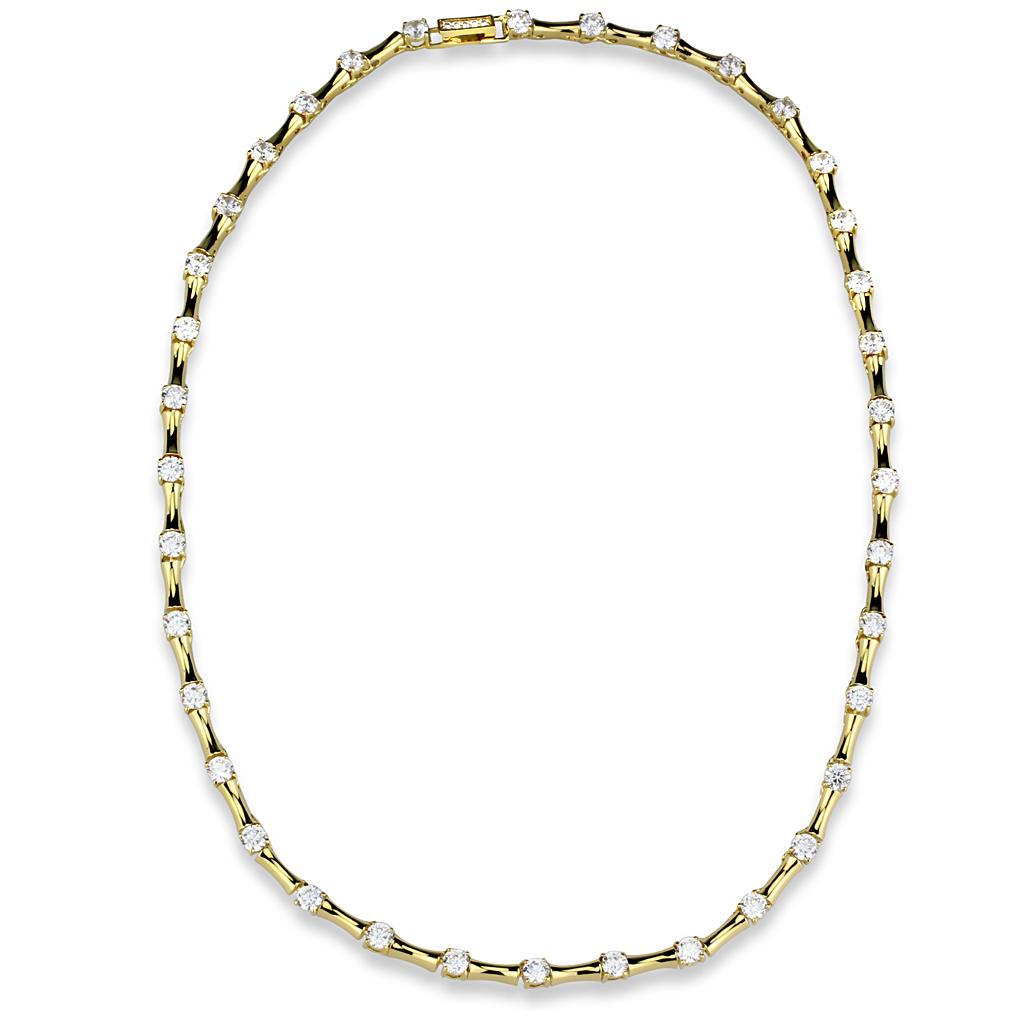 MALO4123 - Gold Brass Necklace with AAA Grade CZ in Clear